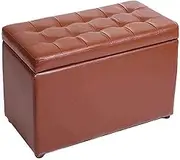 Collic Foot Stool Sofa Stool, Household Solid Wood Storage Stool Creative Leather Stool for Shoes Bench 60X30X35Cm,Practicalniture/Brown