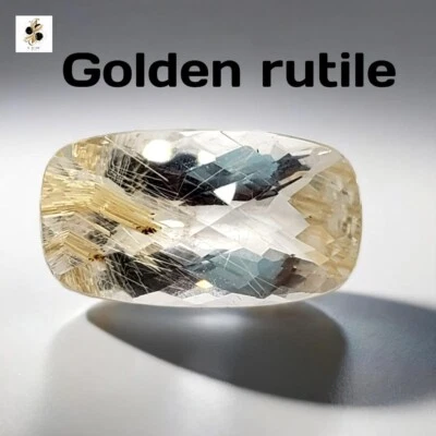 Natural Golden Rutile Quartz 7.75ct 16x8mm Faceted Gemstone Baguette Shape