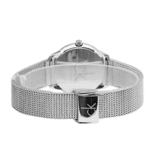 【Calvin Klein 凱文克萊】minimal系列 簡約黑面銀框 銀色米蘭錶帶 手錶 女錶 CK錶 35mm 母親節(K3M221Y3)