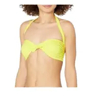 Norma Kamali Women's XS Acid Yellow Tie-Front Bikini Top New Stylish Swimwear