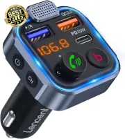 Car FM Transmitter Bluetooth 5.3, PD3.0 + QC3.0 Fast Charger, Hands-Free Calling