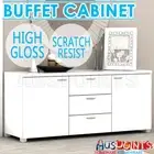 High Gloss Buffet Storage Cabinet Sideboard Dresser Table Cupboard White
