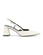 [Siren] Yasmine Slingback Heels in Chalk White Croc Leather