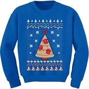 [Tstars] Pizza Ugly Christmas Sweater Xmas Pizza Tree Youth Kids Sweatshirt Small Blue