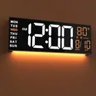 16" Large Digital Wall Mount Clock with Remote, Alarm, RGB Colors, Temperature