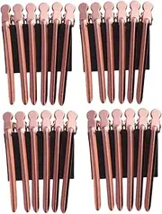 Healeved 24pcs Rose Gold Stainless Steel Hair Clips for Styling and Sectioning Lightweight Duck Clips for Hairdressers and Home Use for Professional Hairdressing and Diy