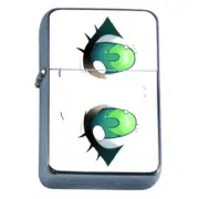 Chibi Green Eyes Em1 Flip Top Oil Lighter Wind Resistant