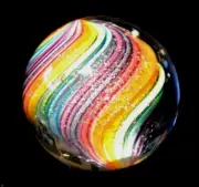 BRIAN TOSELAND GLASS MARBLE/1.528"-ROYAL SPARKLER-TURQ,APRICOT,TEAL,SILVER,PINK+
