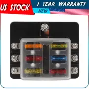 ?6-Way Automotive Blade Fuse Holder Box Block With 12PCS Free Fuses For Car Boat