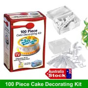 100PCS COOKIE MUFFIN CAKE CUPCAKE ICING DECORATING KIT TIPS STENCILS ICING BAG