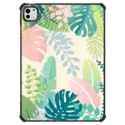 iPad Pro 11-inch (M4) iPad Impact Case Pastel jungle floral / tropical leaves pattern