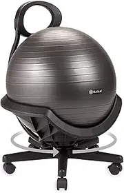 Gaiam Ultimate Balance Ball Chair (Standard or Swivel Base Option) - Premium Exercise Stability Yoga Ball Ergonomic Chair for Home and Office Desk - 52cm Anti-Burst Ball, Air Pump, Exercise Guide