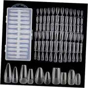 240pcs Medium Almond Acrylic False Nail Tips Kit Soft Gel Full Cover Matte