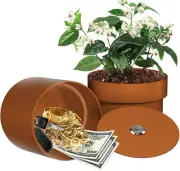 Metal Flower Pot Hidden Safe - Waterproof & Fireproof Secret Storage Lockbox