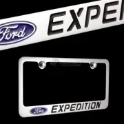 FORD EXPEDITION Chrome Brass Metal License Plate Frame w/ Screw Caps NEW!!