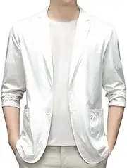 [Generic] Solid Colors Suit Jacket for Men Fashion Spring and Summer Casual Short Sleeved Lapel Thin Suit Tops Men's Ultra Thin Breathable Jacket Short Suits for Men