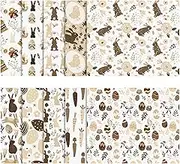 HunnmingRe 10 Pieces Easter Bunny Cotton Fabric Bundles 18 x 22 Inch Quilting Fabric Sewing Squares Bundle Multicolor Patchwork Quarters Precut Eggs Scraps for Easter DIY