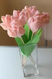 A BOUQUET OF HANDMADE CREPE PAPER TULIPS - LIGHT PINK
