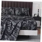 Black Sheets,Deep Pocket Sheets, 1800 Thread Count Pattrn Bed Queen Grey Black