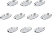 Set of 10, 11.8 inches (30 cm) Stainless Steel Oval Plate, 11.8 x 7.9 inches (30 x 20 cm) | Korean Cookware Stainless Steel Setomonohonpo
