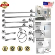 Elegant Brushed Nickel Bathroom Accessories Set - Towel Bars & Hooks Included