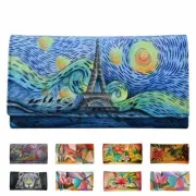 Anna by Anuschka Womens Tri-fold Clutch Wallet - Genuine Leather Hand Painted
