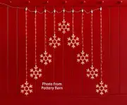 POTTERY BARN SNOWFLAKE CURTAIN RAIN LIGHTS -NIB- GIVE A ROOM AN “A” FOR AMBIENCE