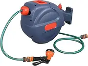 Retractable Garden Hose Reel, Automatic Wall-Mounted Hose Pipe with 10m/15m/18m, 180° Swivel, Auto Lock & Rewind, Garden Hose Reels for Garden Watering, Car Wash, Floor Flush 8x12mm 15M