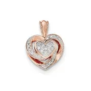 14k Rose Gold Real Diamond Heart Pendant