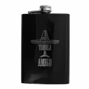 8oz Tequila Es Mi Amigo Black Flask