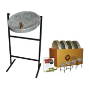 Jumbie Jam Steel Drum Educators 4-Pack – Tube Floor Stands - Silver Pans (G)