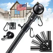 Black Flag Poles for Outside House,6ft Tangle Free Spinning Flag Pole for Hou...