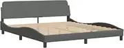 vidaXL King Bed Frame with Headboard - Dark Grey Fabric, Sturdy Plywood Slats, Elegant Wave Design, 183x203 cm
