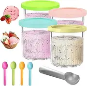 [KBIBCK] Pack of 4 Creami Containers, Ice Cream Cups for Ninja, Ninja Ice Cream Maker Accessories for NC501 NC500 Series 800 ml, BPA-Free Ninja Creamy Deluxe, Dishwasher Safe, Ninja Ice Maker