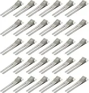 100 Pcs Double Prong Curl Setting Clips for Hair Styling, Barber Salon Use (Silvery, One size)