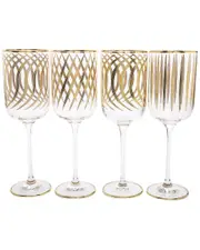 Alice Pazkus Set of 4 Mix And Match Wine Glasses With 24K Gold Design