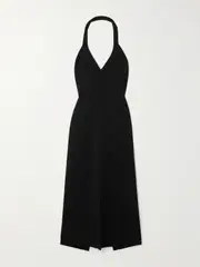 [HIGH SPORT] HIGH SPORT - Amalia Halterneck Jacquard-knit Midi Dress - Black - large large Black