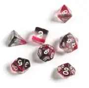Sirius Dice Polyhedral Set - Translucent Pink, Clear, & Black Resin + 1 D20 NEW