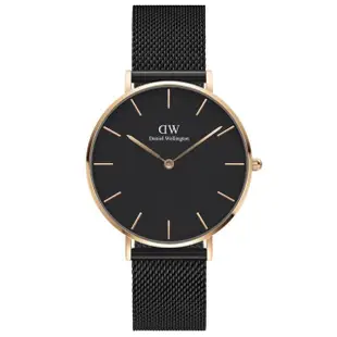 【Daniel Wellington】DW 手錶 Petite Ashfield 36mm寂靜黑米蘭金屬錶(DW00100307)