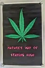 Vintage 1993 Nature's Way Marijuana Leaf Flocked Black Light 34 x 23 Poster