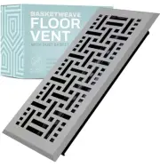 Home Intuition Black Basketweave Matte Black 2x12 Floor Register & Mesh Cover