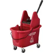 Global Industrial 38 Qt. Mop Bucket and Wringer Combo with Down Press, Red