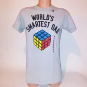 Rubiks Cube Mens T Shirt Worlds Smartest Dad Gray Graphic Tee Fathers Day