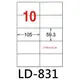 【1768購物網】LD-831-W-C 龍德(10格) 白色三用貼紙-59.3x105mm - 20張/包 (LONGDER)