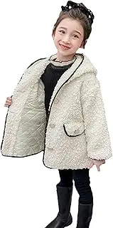 [aromm] Girls Fuzzy Fleece Jacket Formal Button Down Sherpa Overcoat Faux Fur Hoodie Outwear