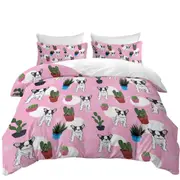 French Bulldog and Cactus Pattern Quilt Cover