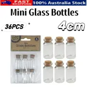36pcs Mini Clear Glass Bottle Bottles Vials With Cork Lid Stopper 4cm craft AU