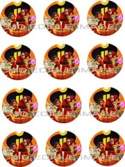 Incredibles 2 CUPCAKES Edible Icing Image Birthday Party Toppers 12 x 2"