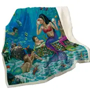 The Story Teller Mermaids Underwater World Throw Blanket