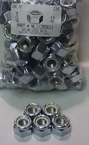 9/16-12 Nylon Insert Lock Nuts Steel Zinc Plated (6)